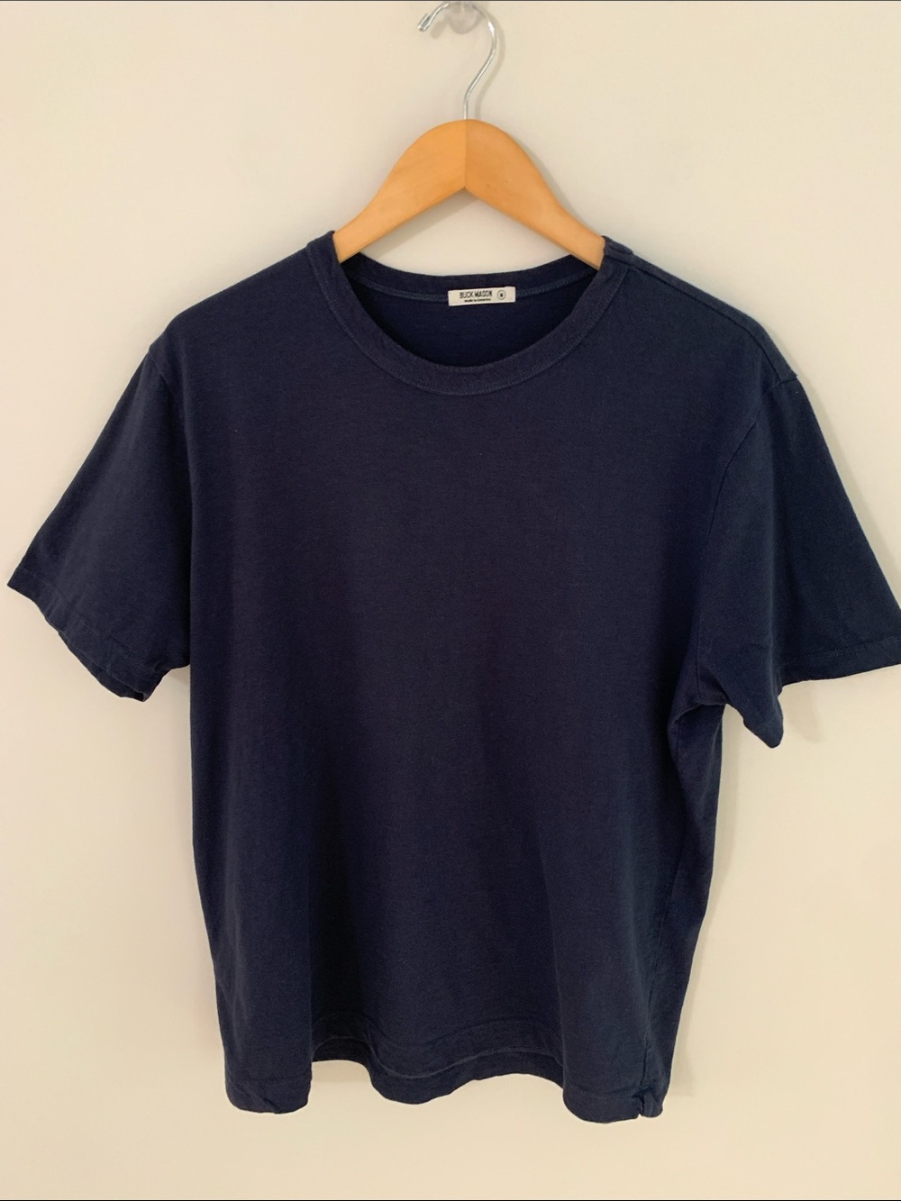 Buck Mason Cotton Crew Neck Short Sleeve Tee Shirt Navy Blue Medium Made In USA